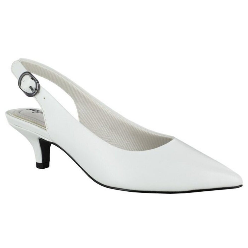 EASY STREET Faye Slingback Kitten-Heel Pumps White Size 8.5W